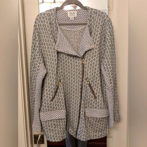 Lucky Lotus Knit Moto Zip Jacket Sweater